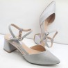 ZAPATO FIESTA PUNTA FINA COMODO Y TACON BAJO PLATA