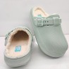 ZAPATILLA DESCANSO CASA ULTRACOMODA CON BORREGUILLO INTERIOR GRIS / VERDE CALRO