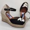 ESPARTEÑA CAÑAMO TIRAS CRUZADAS NEGRO Y BEIG 5 CUERDAS Y PLATAFORMA DOBLE