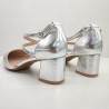 ZAPATO FIESTA TACON BAJO MEDIO Y PUNTA FINA TOBILLERO PLATA