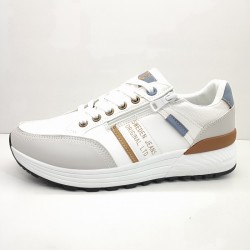 SWEDEN ZAPATILLA CASUAL VESTIR CORDON Y CREMALLERA RETRO MODA BLANCO