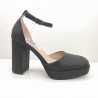 ZAPATO FIESTA TACON ANCHO Y PLATAFORMA CON PUNTA CERRADA TOBILLERO - NEGRO