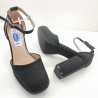 ZAPATO FIESTA TACON ANCHO Y PLATAFORMA CON PUNTA CERRADA TOBILLERO - NEGRO
