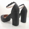 ZAPATO FIESTA TACON ANCHO Y PLATAFORMA CON PUNTA CERRADA TOBILLERO - NEGRO