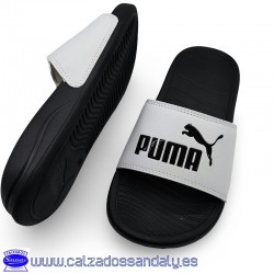 PUMA CHANCLA AGUA PALA ACOLCHADA Y SUELA CONFORT POPCAT 20 BLANCO / NEGRO