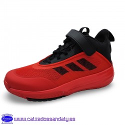 ADIDAS OWNTHEGAME ZAPATILLA ABOTINADA CON CORDON ELASTICO Y VELCRO TRANSPIRABLES - ROJO/NEGRO