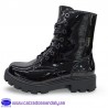 BOTA MILITAR CHAROL NEGRO CON CORDON Y CREMALLERA