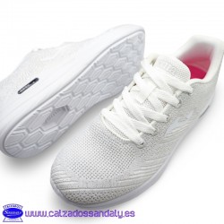 JOMA ZAPATILLA CONFORT PIES DELICADOS CON PLANTILLA MEMORY FOAM - BLANCO / BRILLOS PLATA