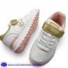 ZAPATILLAS JOMA COLEGIAL DE LINEA VESTIR CON CORDONES ELASTICOS Y VELCRO - BLANCO / DORADO