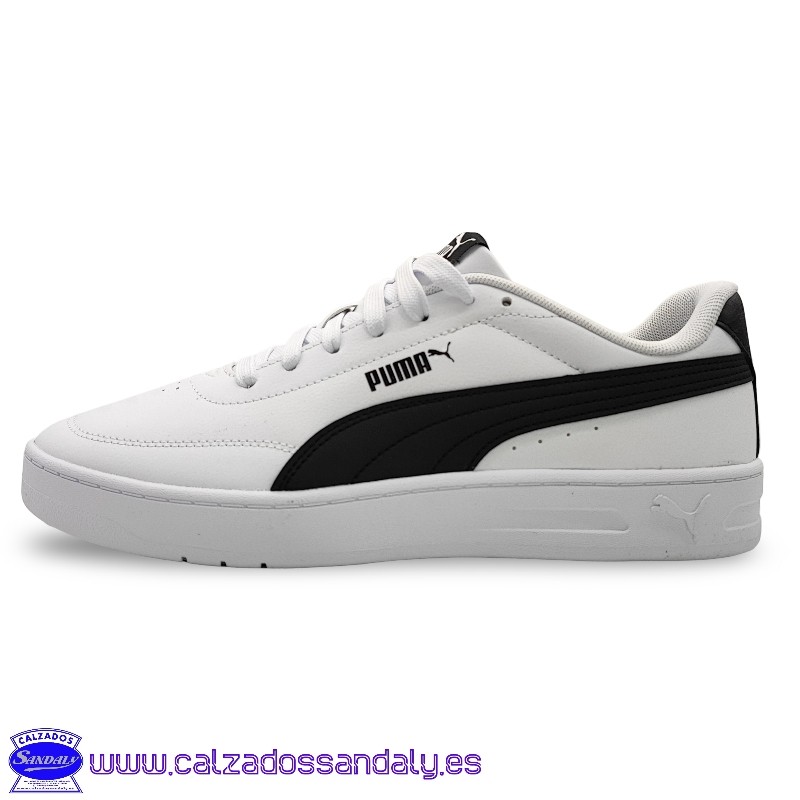 ZAPATILLA PUMA COURT CLASSIC CLEAN MODA VESTIR CASUAL PIEL BLANCA CON NEGRO
