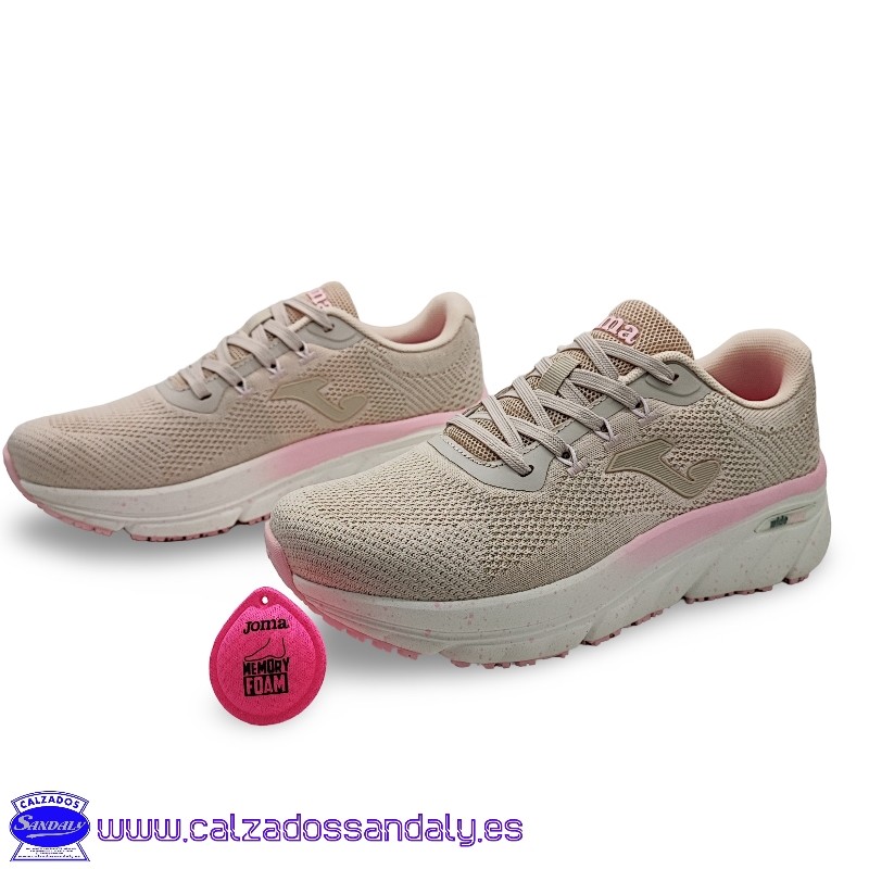 ZAPATILLA JOMA CONFORT RUNNING CON PLANTILLA MEMORY FOAM Y SUELA DE DOBLE DENSIDAD ANTIDESLIZANTE - BEIGE