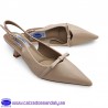 ZAPATO FIESTA PUNTA FINA Y TACON BAJO COMODO PARA VESTIR DESTALONADO CON HEBILLA Y LAZO DECORATIVO - NUDE