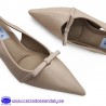 ZAPATO FIESTA PUNTA FINA Y TACON BAJO COMODO PARA VESTIR DESTALONADO CON HEBILLA Y LAZO DECORATIVO - NUDE