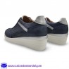 ZAPATO KIOWA CON CUÑA CONFORT Y GOMA SUPERIOR PARA NO ATARSE LOS ZAPATOS - MARINO / PLATA