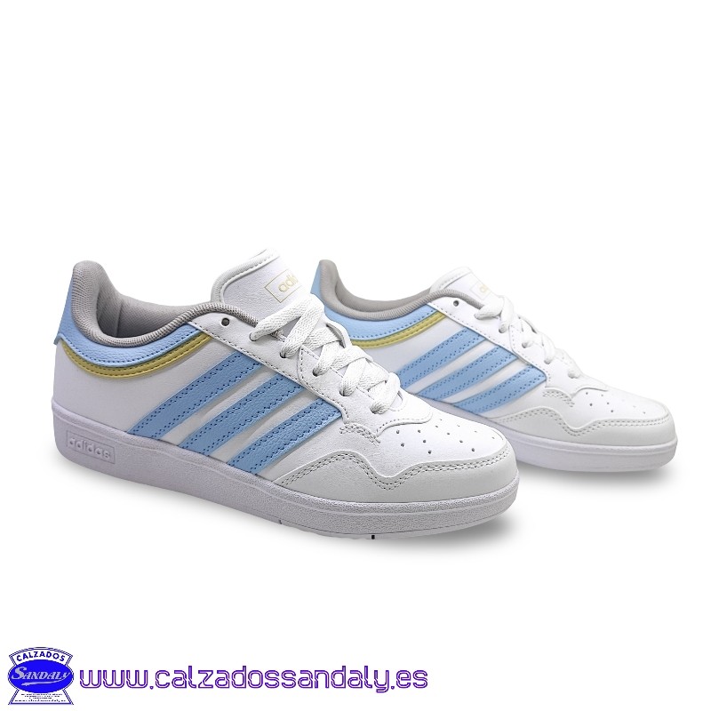 ADIDAS HOOPS 4.0 MODA VESTIR BLANCO / CELESTE CON ESTILO RETRO BASKET MODA