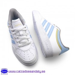 ADIDAS HOOPS 4.0 MODA VESTIR BLANCO / CELESTE CON ESTILO RETRO BASKET MODA