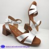 SANDALIA TACON MEDIO CONFORT CON PLANTILLA DE PIEL Y GEL Y TIRA ABIERTA DE VESTIR - PLATA - OH MY SANDALS