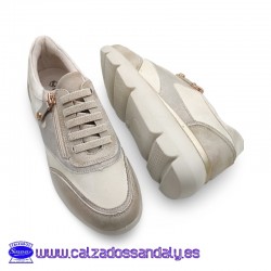 MYSOFT ZAPATILLA DE VESTIR CON SUELA CONFORT FLEXIBLE Y CORDON ELASTICO CON CREMALLERA - HIELO / GRIS