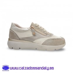 MYSOFT ZAPATILLA DE VESTIR CON SUELA CONFORT FLEXIBLE Y CORDON ELASTICO CON CREMALLERA - HIELO / GRIS