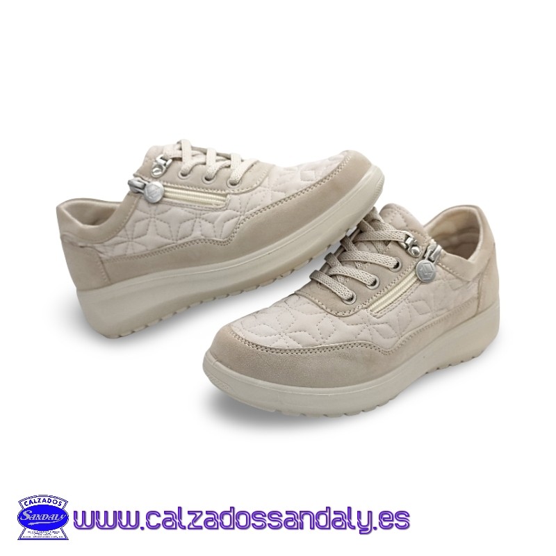 MYSOFT ZAPATILLA DE VESTIR CON SUELA CONFORT FLEXIBLE CON CREMALLERA Y CORDON CON TEJIDO REPELENTE AL AGUA (PIES SECOS) - POLAR