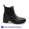 MYSOFT BOTIN LISO CON DETALLE GOMA LATERAL Y GRABADO EN EL TALON CON TACON DE GOMA ANCHO COMODO - NEGRO