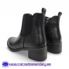 MYSOFT BOTIN LISO CON DETALLE GOMA LATERAL Y GRABADO EN EL TALON CON TACON DE GOMA ANCHO COMODO - NEGRO