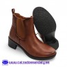 MYSOFT BOTIN LISO CON DETALLE GOMA LATERAL Y GRABADO EN EL TALON CON TACON DE GOMA ANCHO COMODO - CUERO