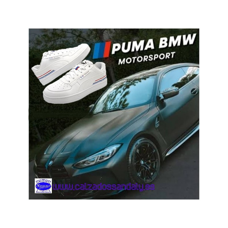 BMW ZAPATILLA BLANCA EDICION ESPECIAL CON ESCUDO Y RAYAS MITICAS DE BMW CAVEN