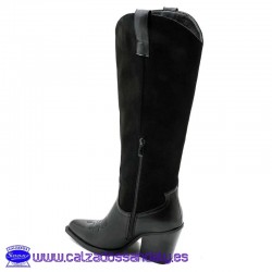 BOTA CAMPERA COMBINADA EN NAPA Y SERRAJE DE VESTIR - MARRON