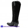 BOTA CAMPERA COMBINADA EN NAPA Y SERRAJE DE VESTIR - MARRON