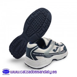JOMA RT 50 RETRO RUNNING MODA NAILON Y PIEL - BLANCO/MARINO/AZUL