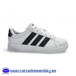 ADIDAS SUPERSTAR VERSION STREETTALK VESTIR MODA CON PUNTERA DE GOMA NUEVA VERSION  - BLANCO / NEGRO