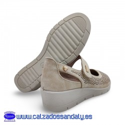 MYSOFT MERCEDITAS PERFORADA Y TIRA CON VELCRO PARA FACIL PONER Y SUELA CONFORT CON PLANTILLA MEMORY - ARENA