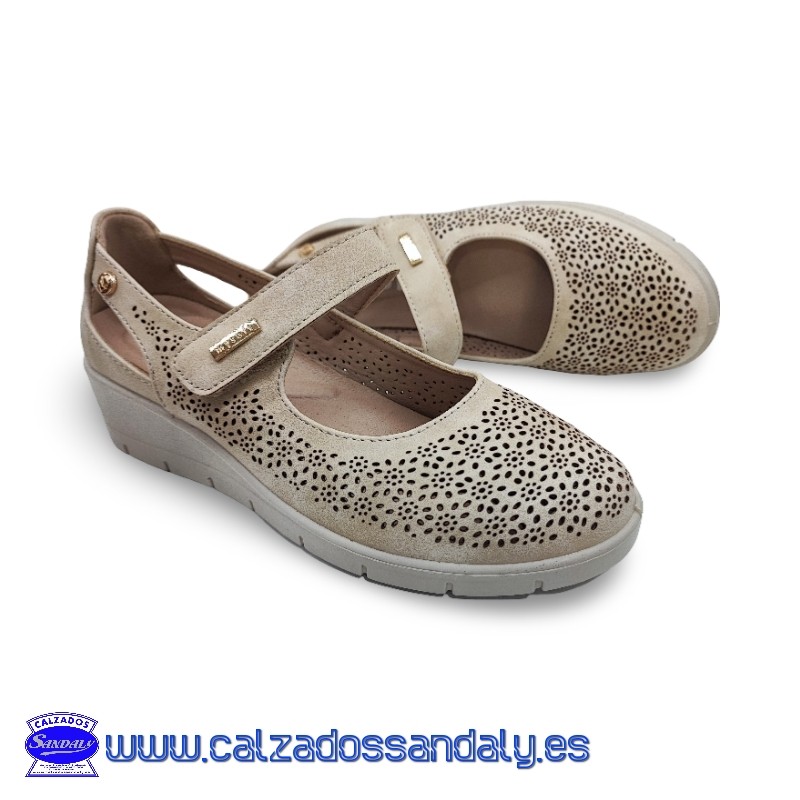 MYSOFT MERCEDITAS PERFORADA Y TIRA CON VELCRO PARA FACIL PONER Y SUELA CONFORT CON PLANTILLA MEMORY - ARENA