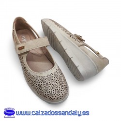 MYSOFT MERCEDITAS PERFORADA Y TIRA CON VELCRO PARA FACIL PONER Y SUELA CONFORT CON PLANTILLA MEMORY - ARENA