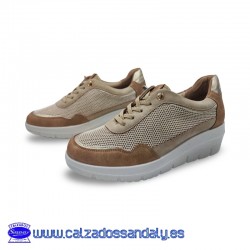 MYSOFT ZAPATO ZAPATILLA DE LINEA CASUAL CON CORDON ELASTICO Y SUELA CONFORT - NARURAL - 26M314