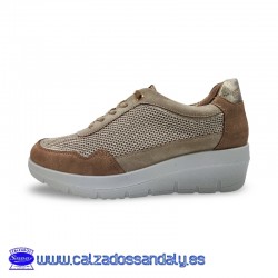 MYSOFT ZAPATO ZAPATILLA DE LINEA CASUAL CON CORDON ELASTICO Y SUELA CONFORT - NARURAL - 26M314
