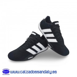 ADIDAS ZAPATILLA DE PERFIL FINO DE MODA EN PIEL DE SERRAJE NEGRO / BLANCO - ADIPISTA -