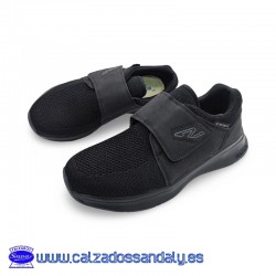 DEPORTIVO CON VELCRO PARA NO FACIL PONER - CONFORT SIN COSTURAS DELANTE PARA PIES DELICADOS Y TRANPIRABLES - NEGRO