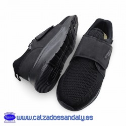 DEPORTIVO CON VELCRO PARA NO FACIL PONER - CONFORT SIN COSTURAS DELANTE PARA PIES DELICADOS Y TRANPIRABLES - NEGRO