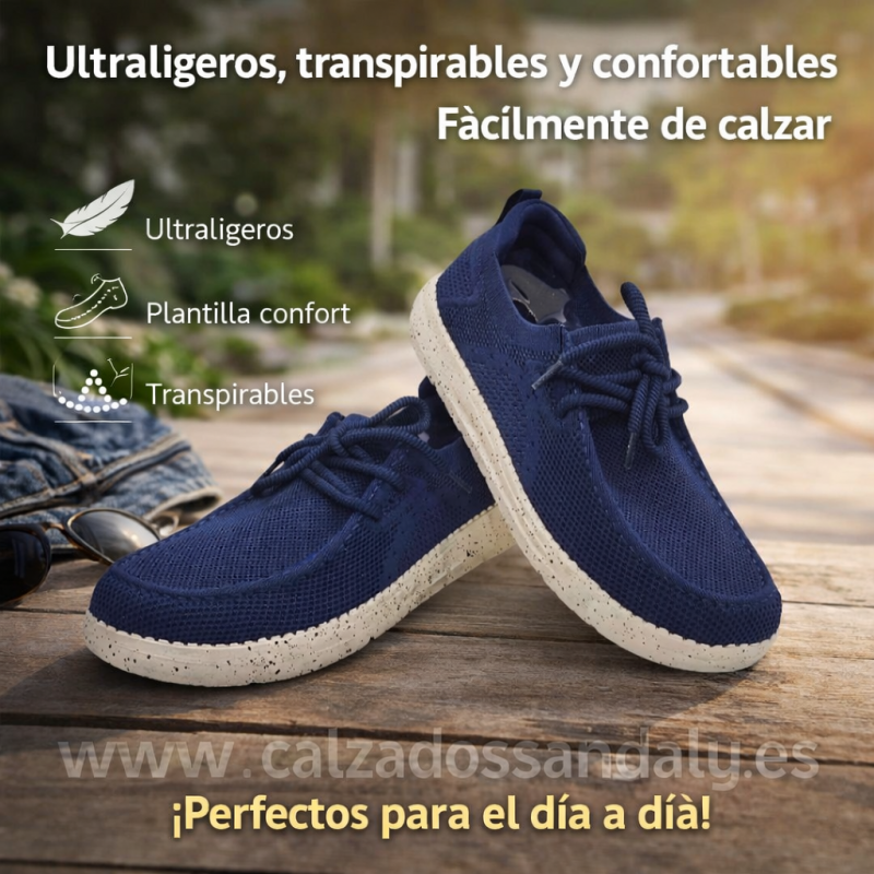 GUALABI CON SUELA CONFORT Y PLANTILLA FOAM NAILON ELASTICO PARA NO TENER QUE ATAR LOS CORDONES Y FACIL PONER - MARINO - NICOBOCO