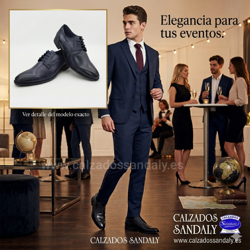 ZAPATO VESTIR HOMBRE BLUCHER EL ZAPATO PARA TUS EVENTOS CON CORDONES - NEGRO