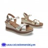 OH MY SANDALS SANDALIA PLATAFORMA TIRA ANCHA CRUZADA Y CUÑA BICOLOR CON SUELA COMODA Y PLANTILLA GEL - CHAMPAN