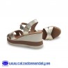 OH MY SANDALS SANDALIA PLATAFORMA TIRA ANCHA CRUZADA Y CUÑA BICOLOR CON SUELA COMODA Y PLANTILLA GEL - CHAMPAN