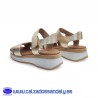 OH MY SANDALS SANDALIA TIRAS CRUZADAS EN PIEL BLANDITA CON PLANTILLA GEL Y HORMA CONFORT - CHAMPAN