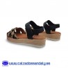 OH MY SANDALS SANDALIA PLATAFORMA COMODA Y PLANTILLA GEL CON TIRAS CRUZADAS TRENZADA - NEGRO / BEIG