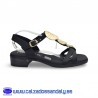 OH MY SANDALS SANDALIA TACON PLANO CON MONEDAS EN EL EMPEINE Y SUELA CONFORT FLEXIBLE Y PLANTILLA GEL - NEGRO