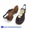 OH MY SANDALS SANDALIA ESCLAVA TACON PLANO CON MONEDAS EN EL EMPEINE Y SUELA CONFORT FLEXIBLE Y PLANTILLA GEL - MARRON