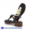OH MY SANDALS SANDALIA ESCLAVA TACON PLANO CON MONEDAS EN EL EMPEINE Y SUELA CONFORT FLEXIBLE Y PLANTILLA GEL - MARRON