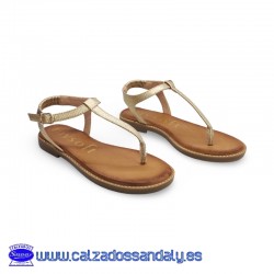 MYSOFT SANDALIA ESCLAVA ETNICA DE DEDO CON PLANTILLA DE GEL Y SUELA DE GOMA FLEXIBLE - PLATINO